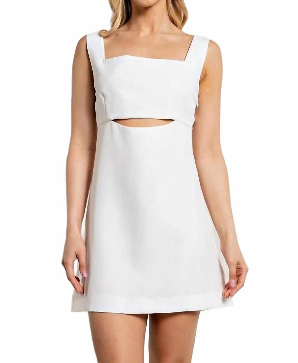 NEW IL BIANCO solid square neck dress in white